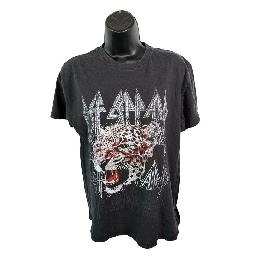 Def Leppard Leopard Graphic T Shirt Mens Medium Black Rock Band Tee
